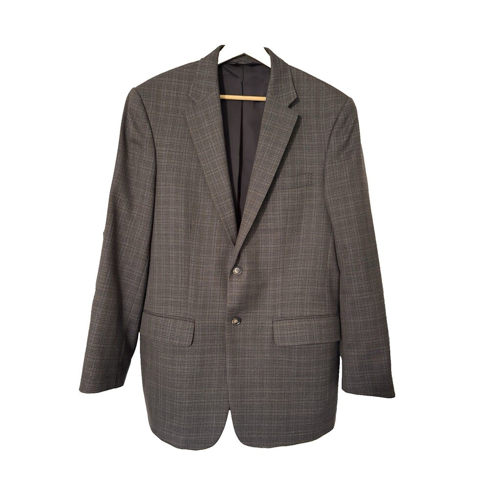 Jos. A. Bank Mens Blazer Gray Window Plaid Traveler's Collection 100% Wool 40L